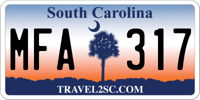 SC license plate MFA317