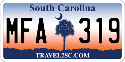 SC license plate MFA319