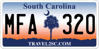 SC license plate MFA320