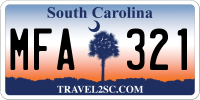 SC license plate MFA321