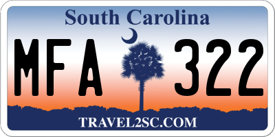 SC license plate MFA322