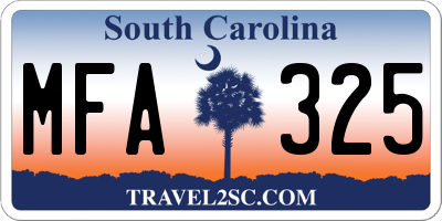 SC license plate MFA325