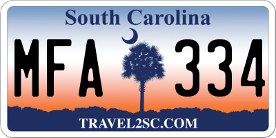 SC license plate MFA334