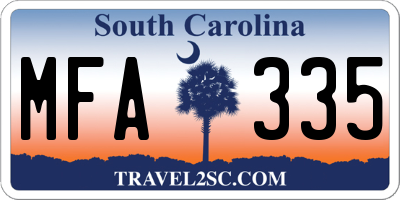 SC license plate MFA335