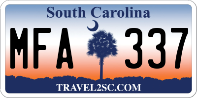 SC license plate MFA337