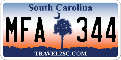 SC license plate MFA344