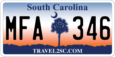 SC license plate MFA346