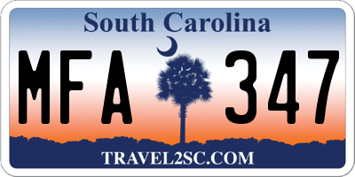 SC license plate MFA347