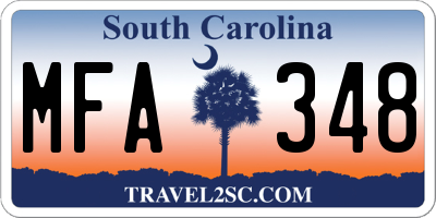 SC license plate MFA348