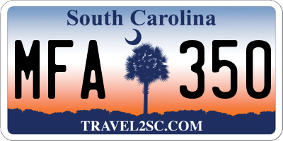 SC license plate MFA350