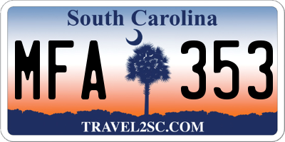 SC license plate MFA353