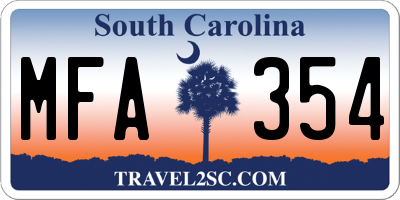SC license plate MFA354
