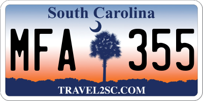 SC license plate MFA355