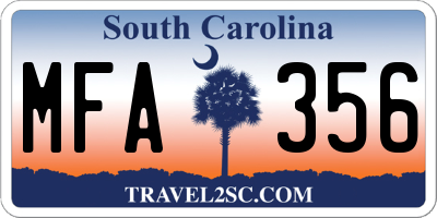 SC license plate MFA356