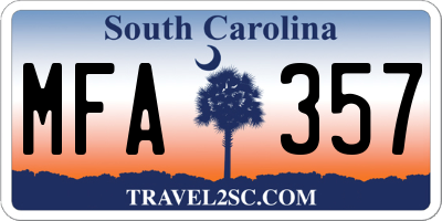 SC license plate MFA357