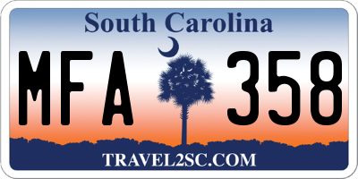 SC license plate MFA358