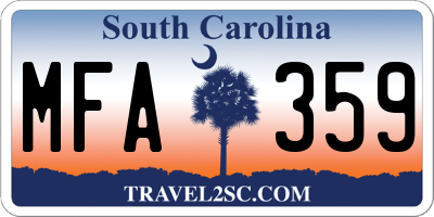 SC license plate MFA359