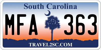 SC license plate MFA363
