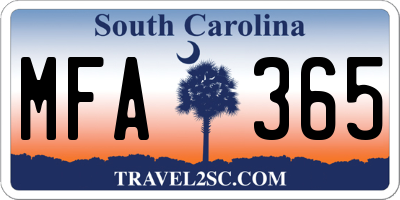SC license plate MFA365