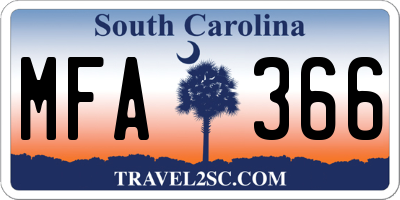 SC license plate MFA366