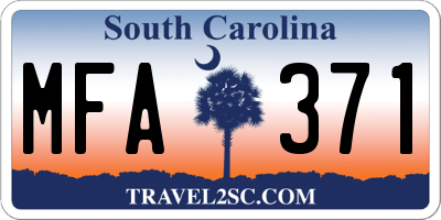 SC license plate MFA371