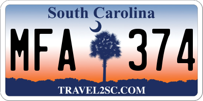 SC license plate MFA374