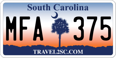 SC license plate MFA375
