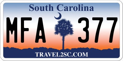 SC license plate MFA377
