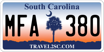 SC license plate MFA380