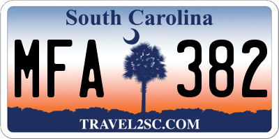 SC license plate MFA382