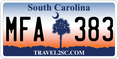 SC license plate MFA383
