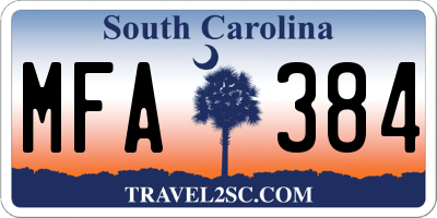 SC license plate MFA384