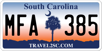 SC license plate MFA385