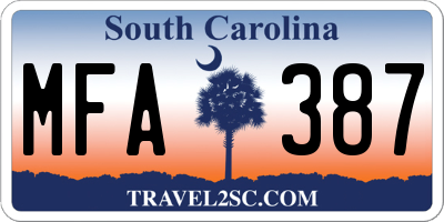 SC license plate MFA387