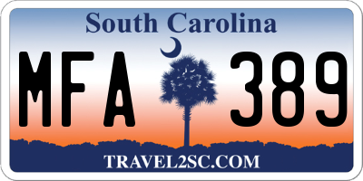 SC license plate MFA389