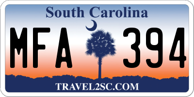 SC license plate MFA394