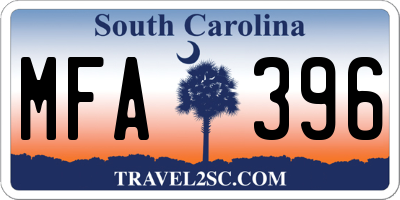 SC license plate MFA396