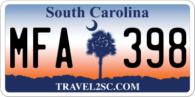 SC license plate MFA398