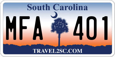 SC license plate MFA401