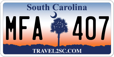 SC license plate MFA407