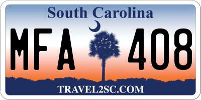 SC license plate MFA408