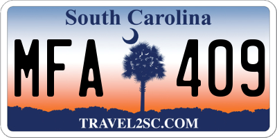 SC license plate MFA409
