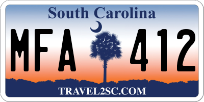 SC license plate MFA412