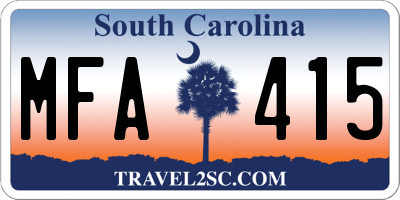 SC license plate MFA415