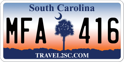SC license plate MFA416
