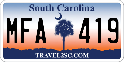 SC license plate MFA419