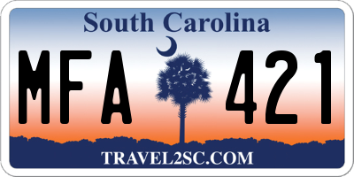 SC license plate MFA421