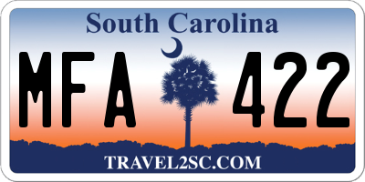 SC license plate MFA422