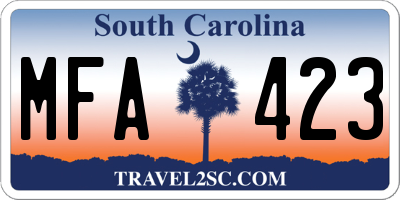 SC license plate MFA423