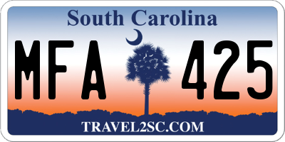 SC license plate MFA425